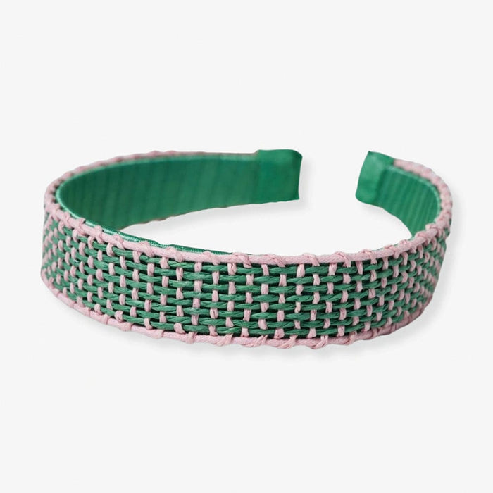 Caroline Two Color Woven Raffia Headband Kelly Green