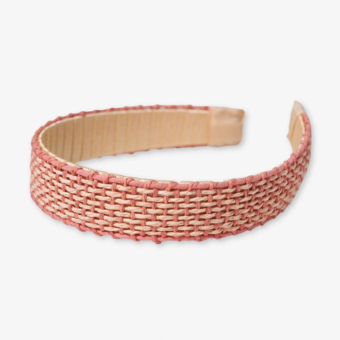 Caroline Two Color Woven Raffia Headband Peach
