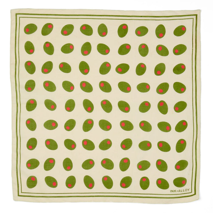 Carson Olive Print Scarf 21x21 Bandana
