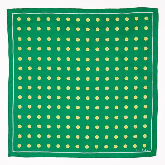 Carson Tennis Ball Print Scarf 21x21 Bandana