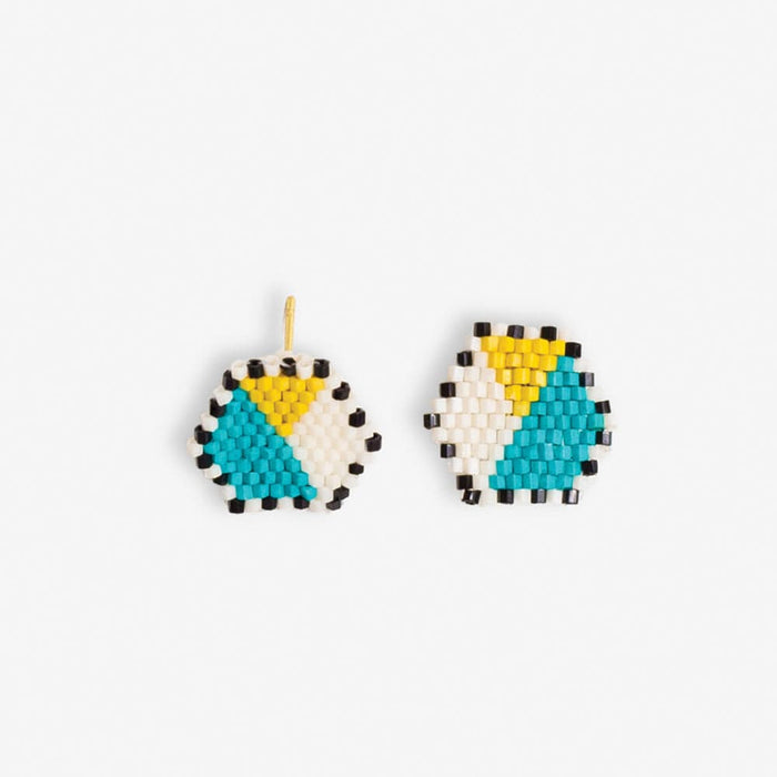 Casey Hexagon Post Beaded Earrings Amalfi