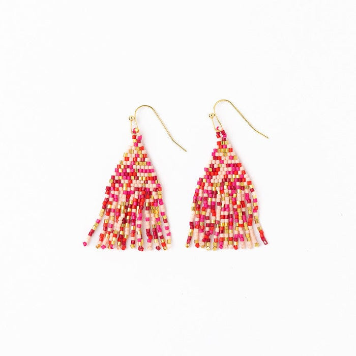 Cassie Mini Confetti Short Fringe Earrings Pink + Gold Fringe