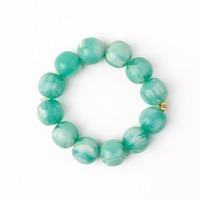 Cece Large Resin Bead Bracelet Aqua Stretch