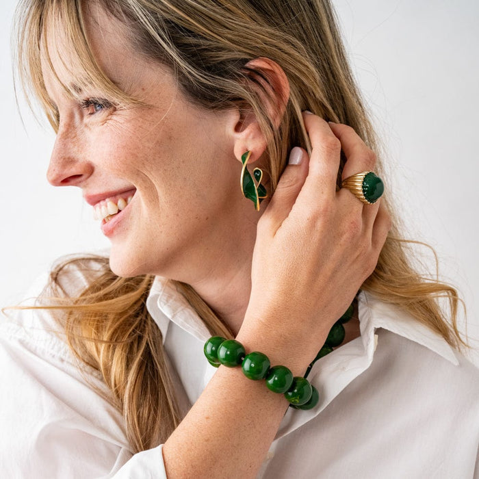 Cece Large Resin Bead Bracelet Green Clasp