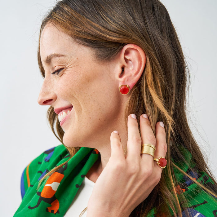 Celeste Single Stone Post Earrings Carnelian Post