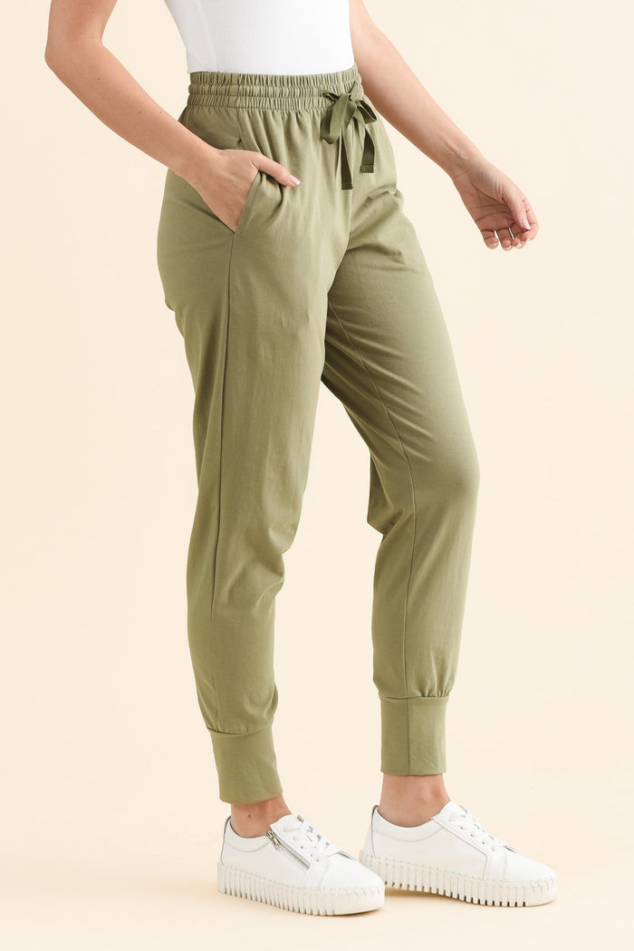Chandler Khaki Cotton Drawstring Pants
