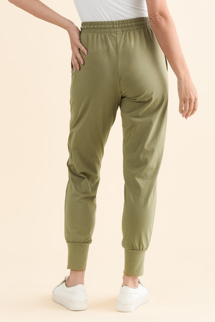 Chandler Khaki Cotton Drawstring Pants