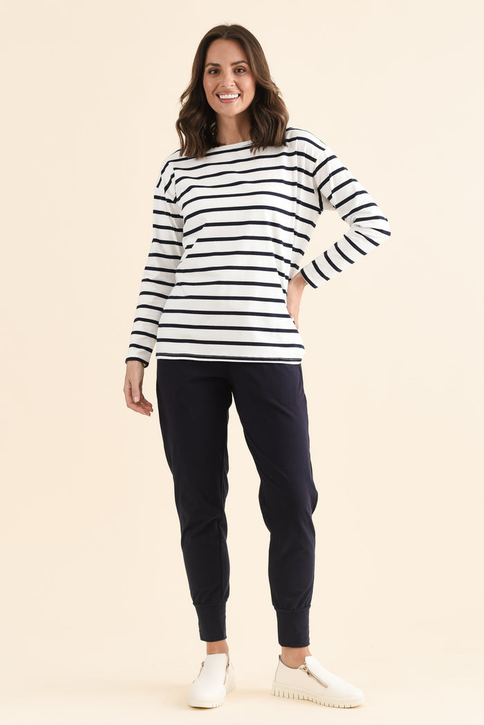 Chandler Navy Cotton Drawstring Pants