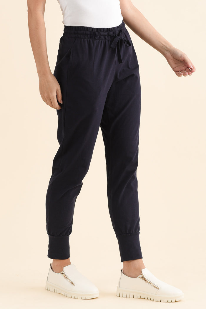 Chandler Navy Cotton Drawstring Pants
