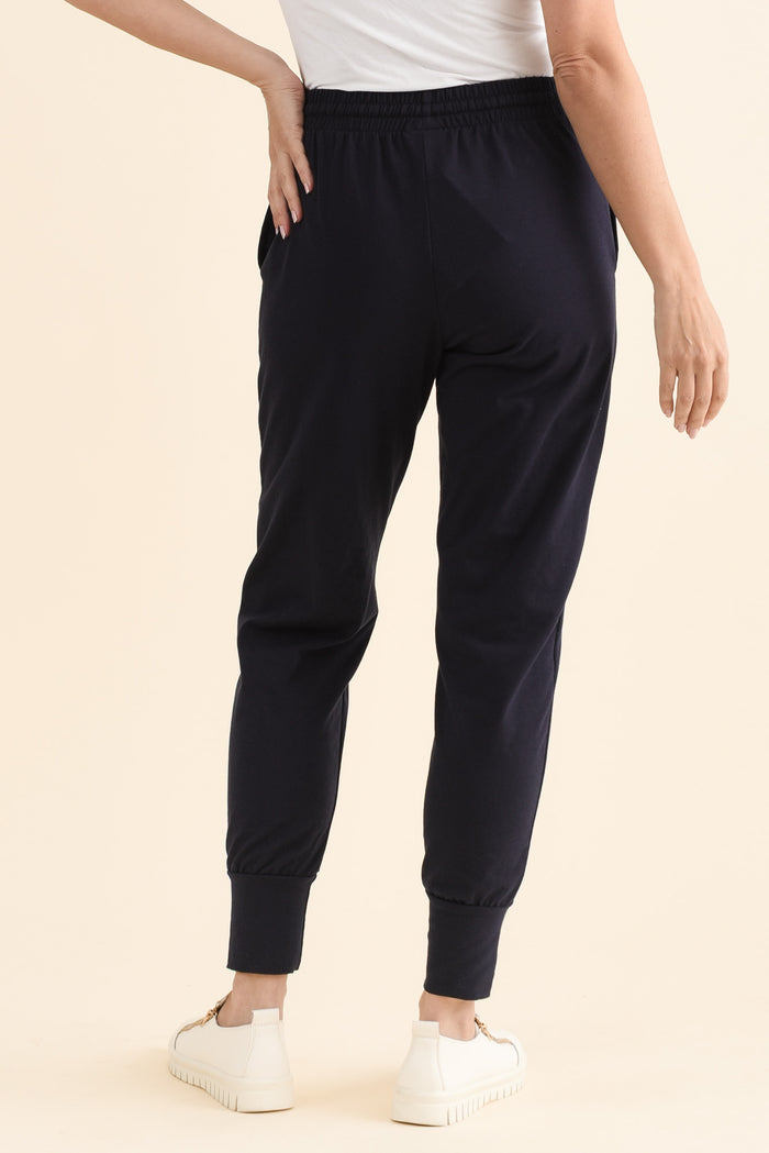 Chandler Navy Cotton Drawstring Pants