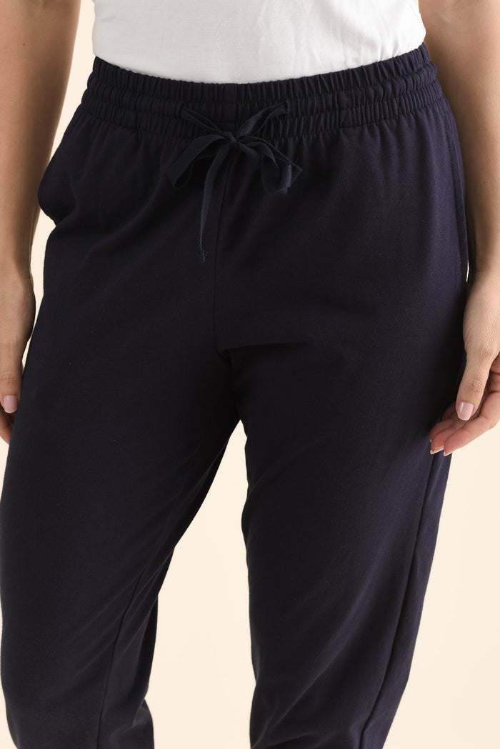 Chandler Navy Cotton Drawstring Pants