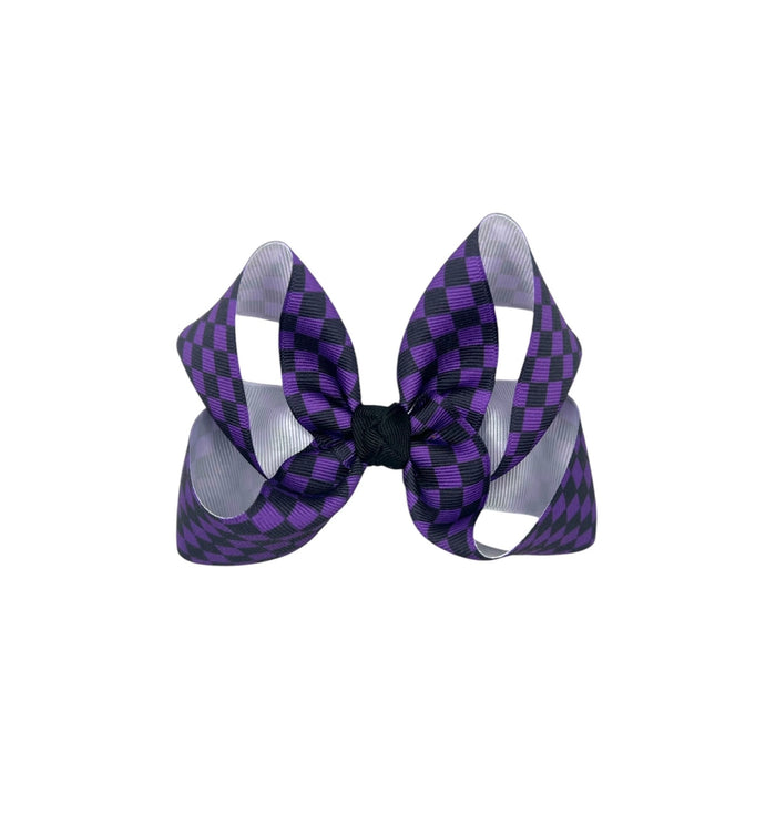 Checkered Purple/Black Bow