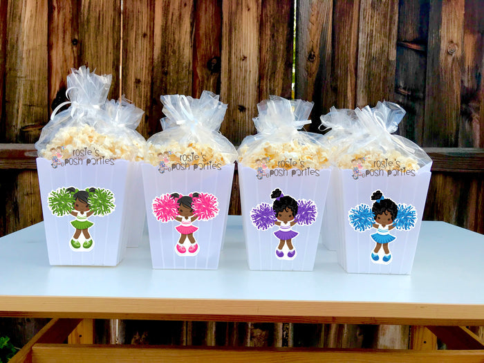Cheerleader Birthday Theme Popcorn Favor Bins