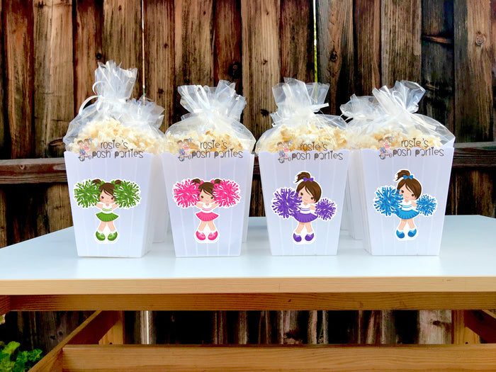 Cheerleader Birthday Theme Popcorn Favor Bins