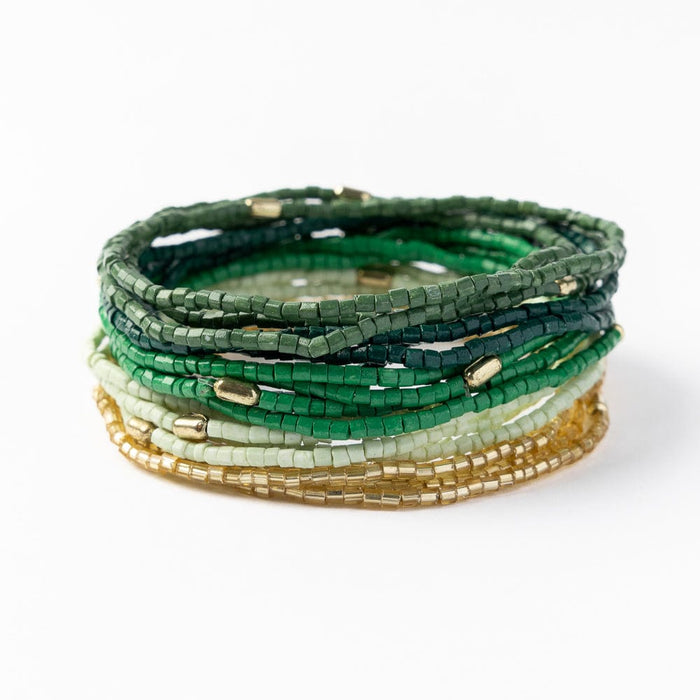 Chelsea 18 Strand Luxe Beaded Bracelet Set Green Stack