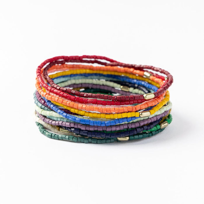 Chelsea 18 Strand Luxe Beaded Stretch Bracelet Set Multicolor Stack