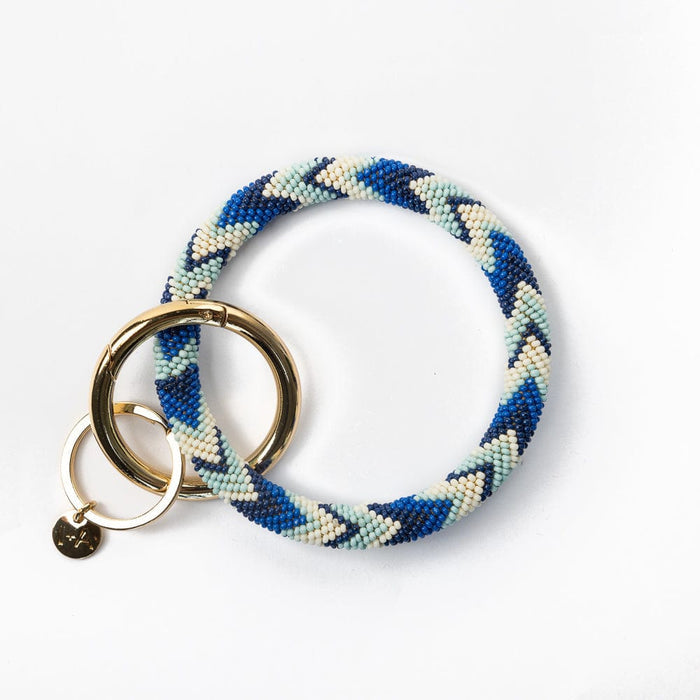 Chloe Chevron Stripe Key Ring Blue Key Ring + Bag Charm