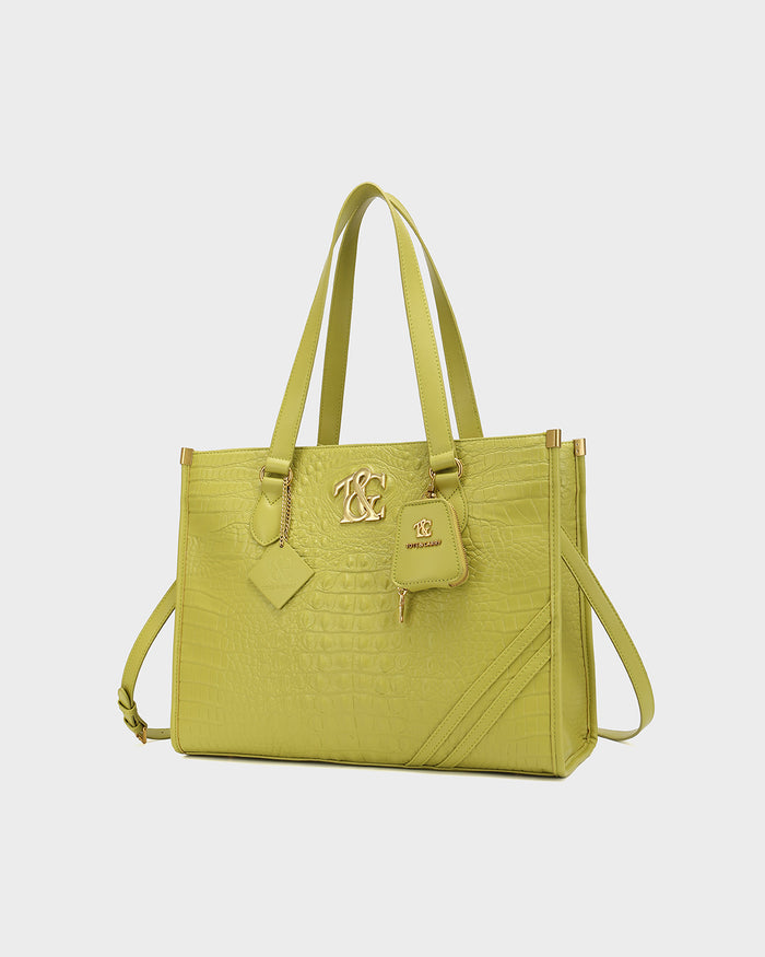 City scape Tote in Avocado Green