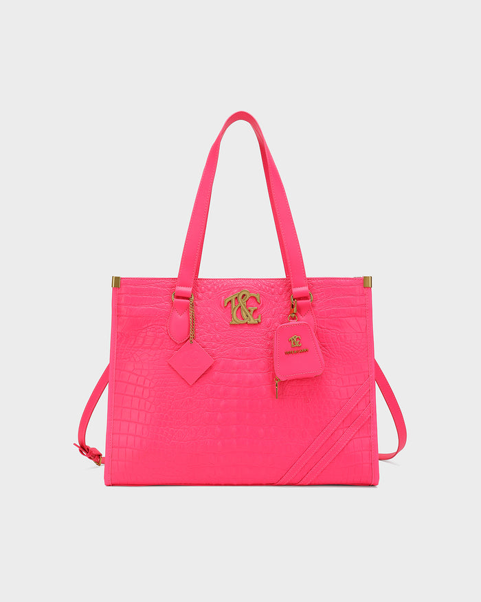 City scape Tote in Neon Pink