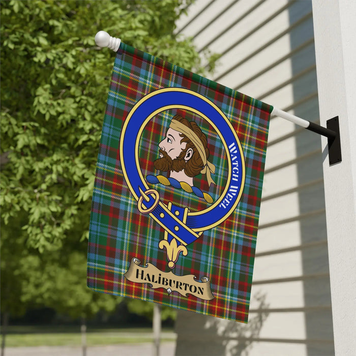Clan Haliburton Crest Tartan Outdoor Decorative Flag
