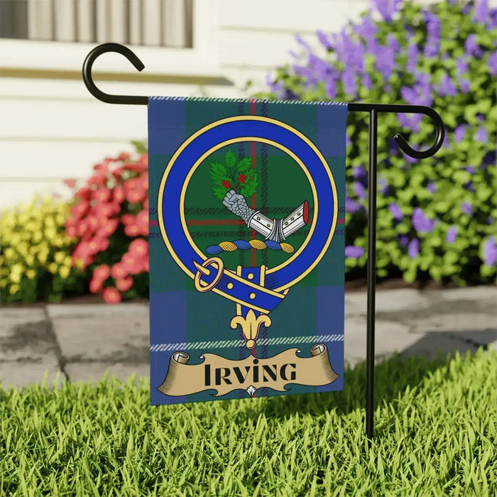 Irving Family Crest Garden Flag decorative