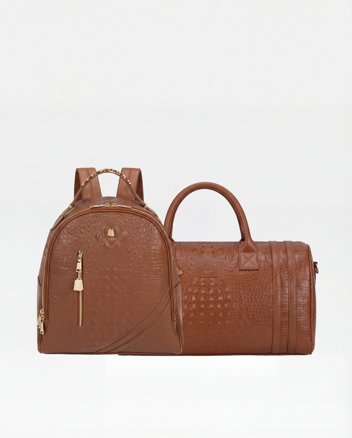 Classic Overnight Travel Set in Caramel
