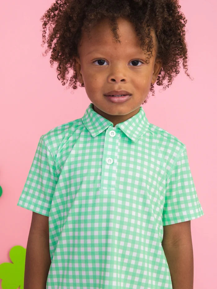 Classic Spring Bud Gingham Knit Short Sleeve Performance Polo