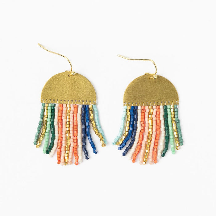 Claudia Vertical Stripe Beaded Fringe Earrings Multicolor Fringe