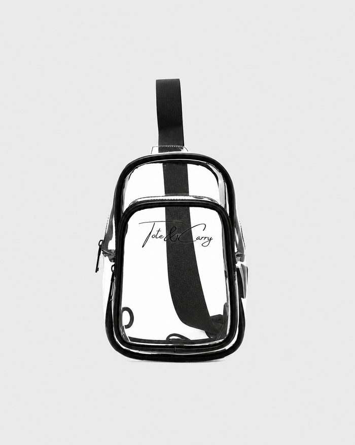 Clearview Sling Bag in clear PVC with black trim