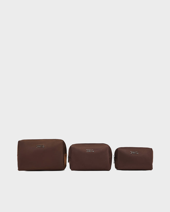 Cloud Toiletry Bag Set in Earth Brown