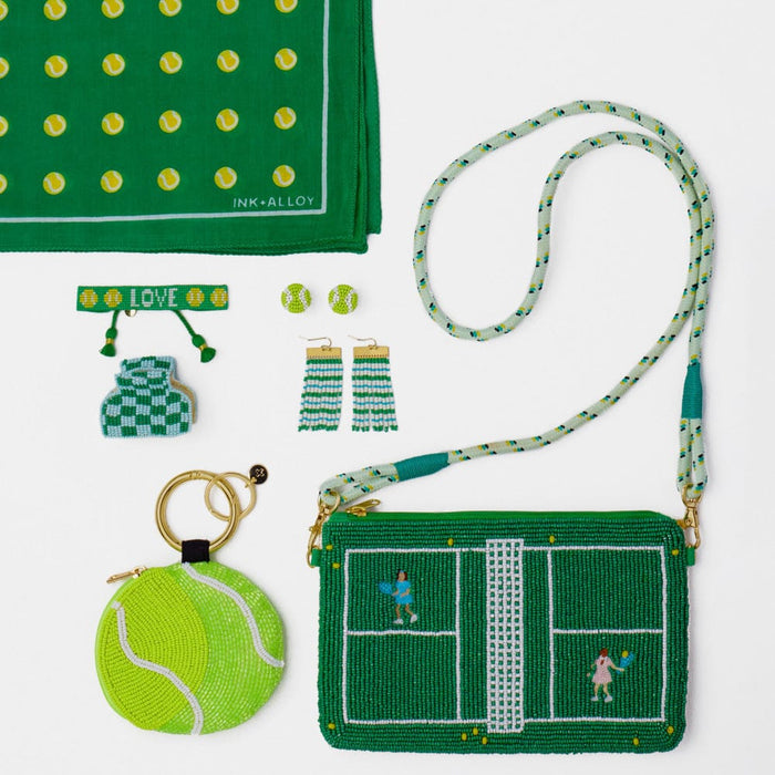 Coco Tennis Ball Beaded Post Earrings Bright Yellow Mini Stud