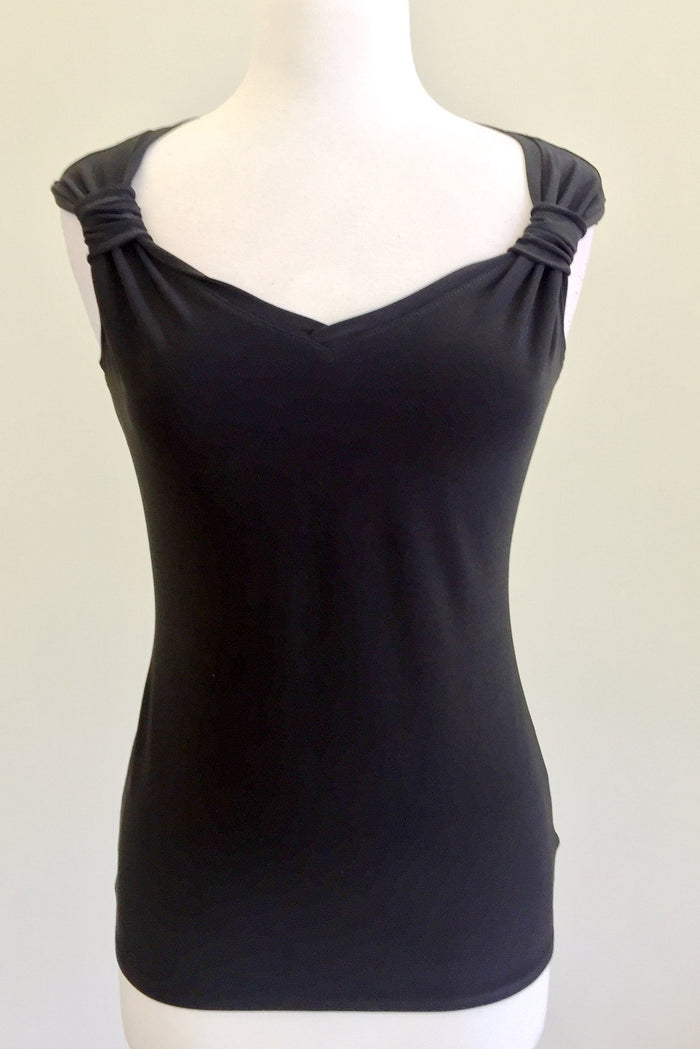 Convertible Cami Reversible sweetheart neckline Tank Top in Black