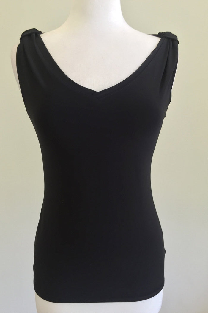 Convertible Cami Reversible goddess style neckline Tank Top in Black