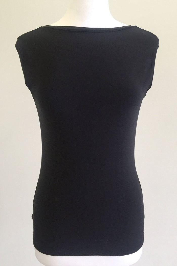 Convertible Cami Reversible  crew neck Tank Top in Black