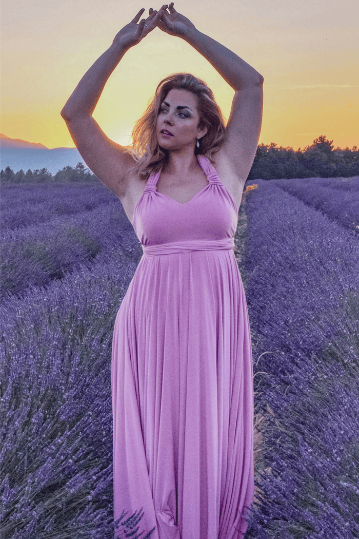 Convertible Maxi Dress in Sea Pink multi-way travel dress for women
