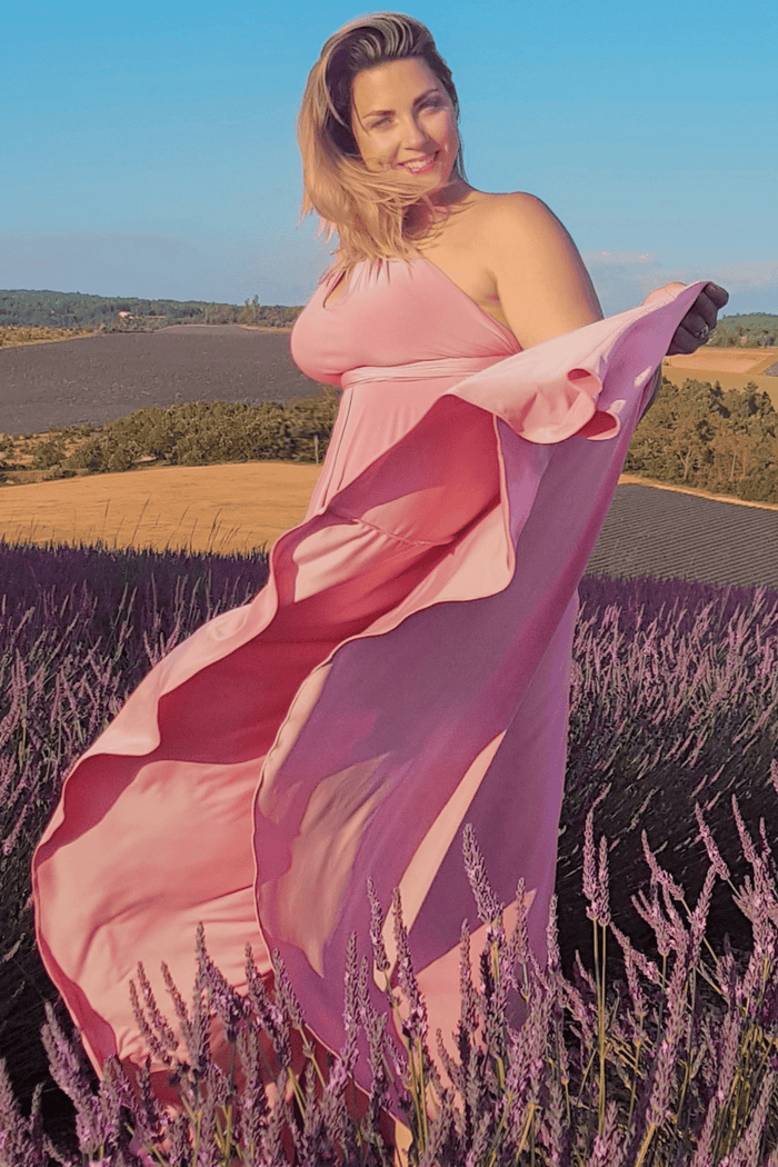 Convertible Maxi Dress in Sea Pink multi-way travel dress for women