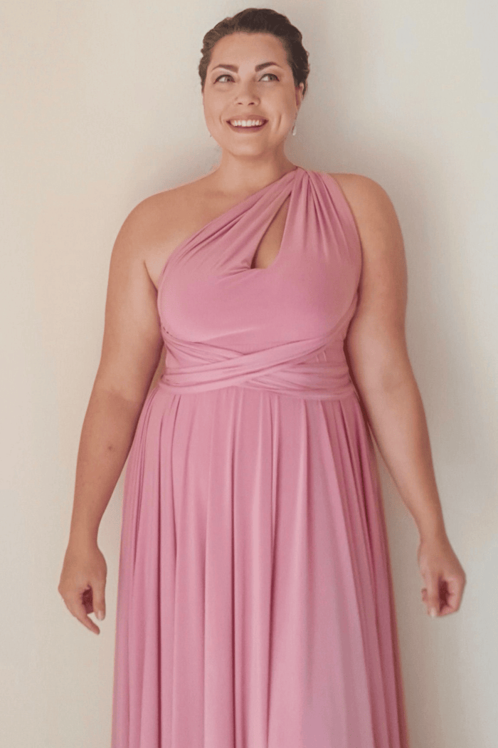 Convertible Maxi Dress in Sea Pink multi-way travel dress for women