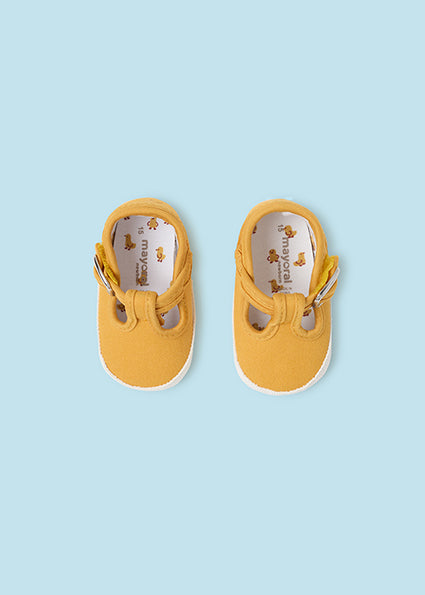 Corn Yellow Canvas T-Strap Shoes