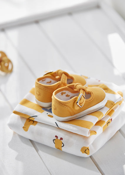 Corn Yellow Canvas T-Strap Shoes