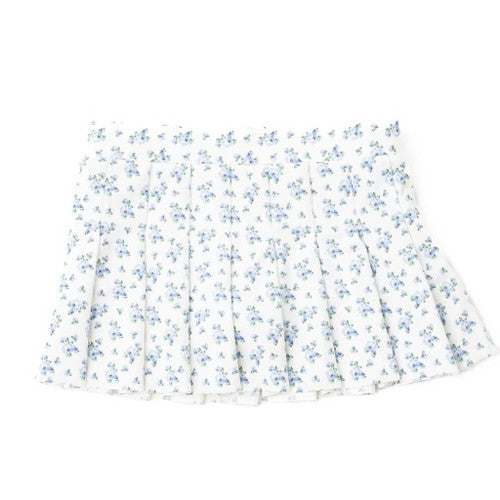 Cottage Floral Blue Active Pleated Skirt