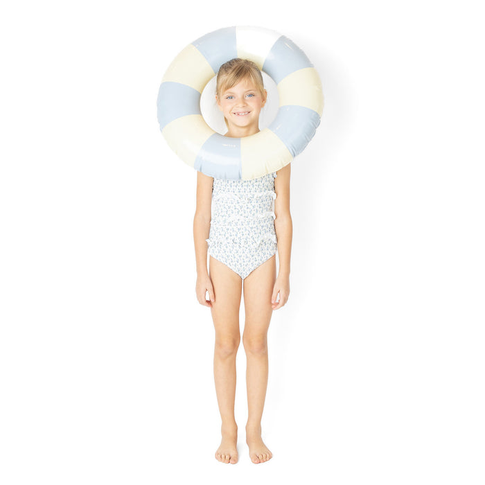 Cottage Floral Blue Smocked Ruffle Swimsuit