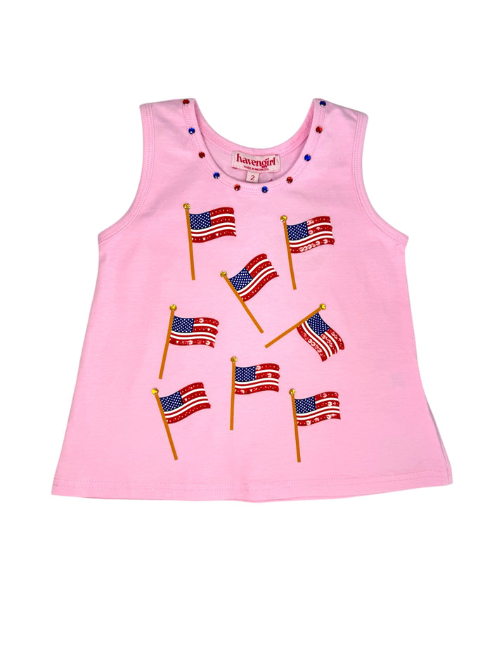 Cotton Candy Pink Sequin Flag Swing Tank