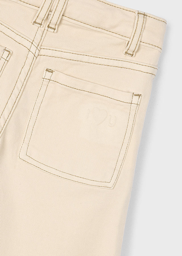 Cream Button Front Wide Leg Demin