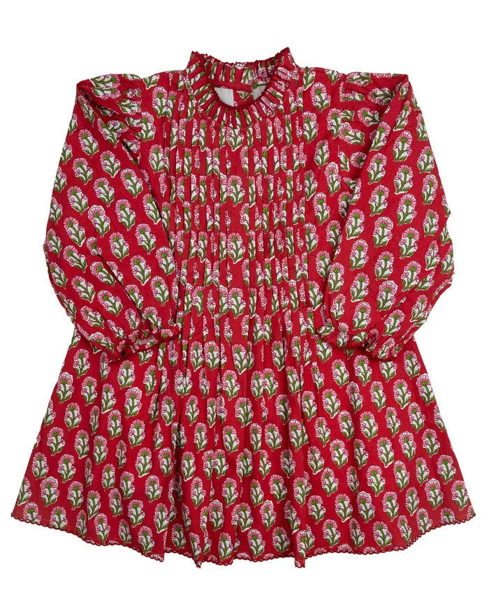 Crimson Petal Block Print Dresse