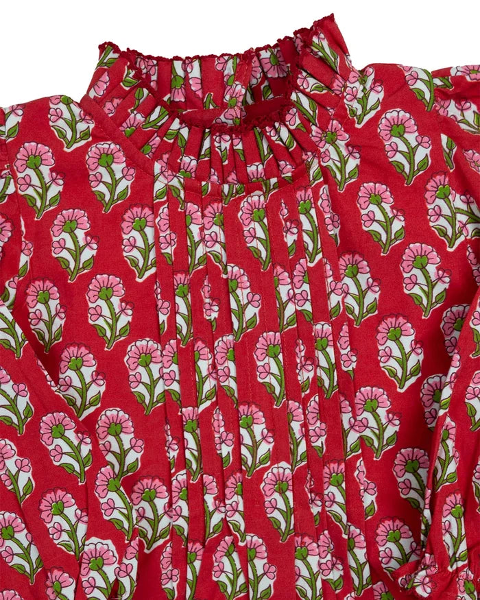 Crimson Petal Block Print Dresse