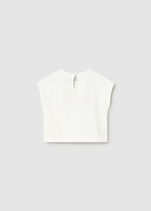 Crochet Daisy White Emb HOLA Tee