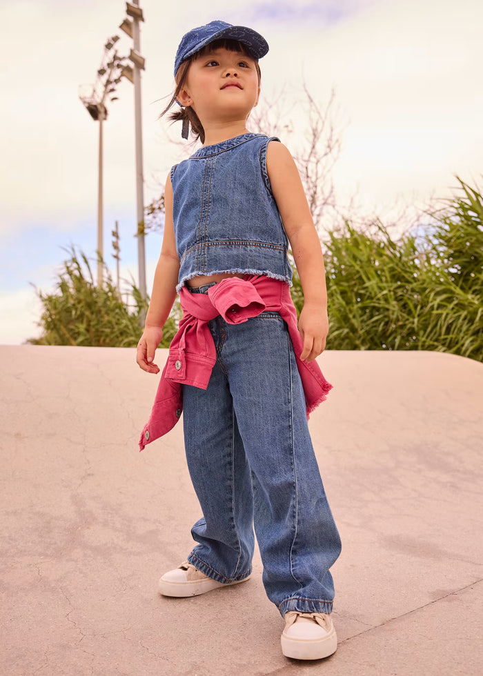 Cross-Seam 5-Pocket Wide Leg Jeans