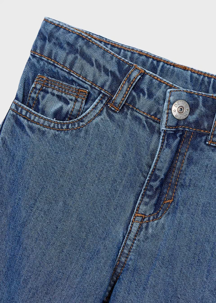 Cross-Seam 5-Pocket Wide Leg Jeans
