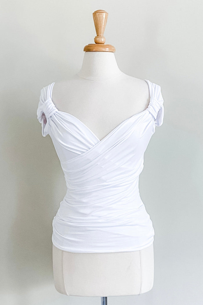 Cross Top in White multi-way travel top for women