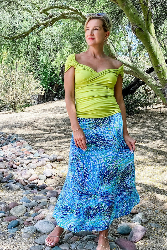 Cross Top in Chartreuse multi-way travel top for women